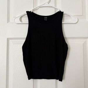 black rib knit tank top